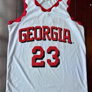 Georgia #23 White & Red Basketball Jersey